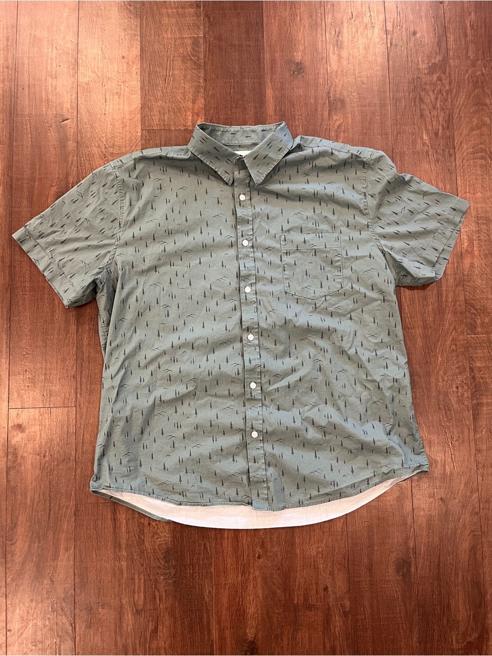 Jack Sage Glacier National Park Trees Short Sleeve Button Up Shirt Men XXL Green
